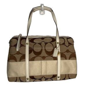 Coach Signature Tan/White/cream Satchel G0726-11102 w/protective bag